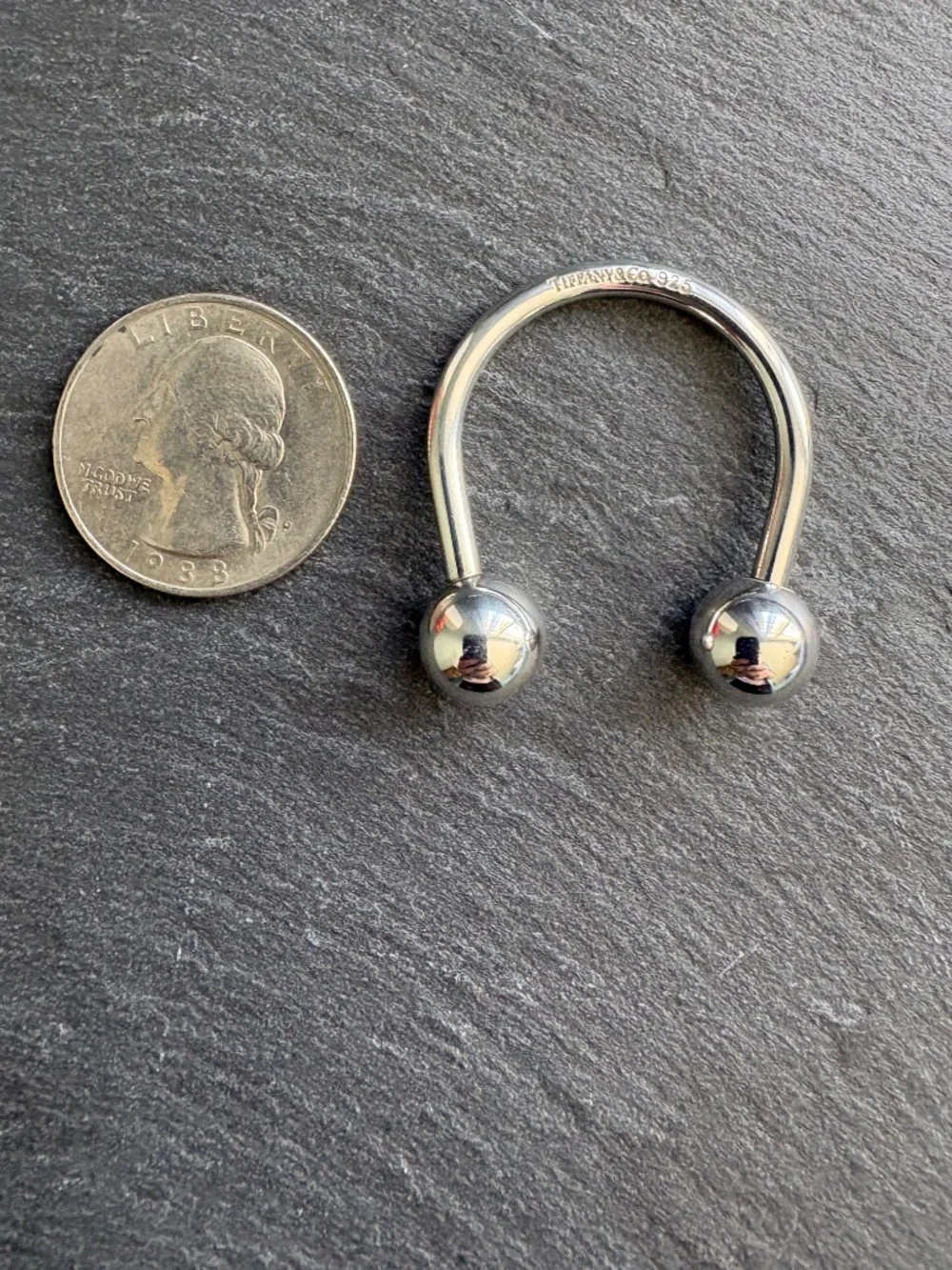 Vintage 1999 Tiffany & Co. Sterling Silver Horseshoe Screwball Keyring w/Pouch